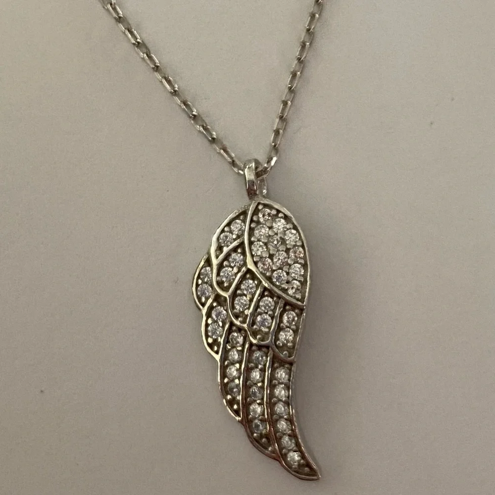 925 Silver angelwing necklace cubic zirconia wing